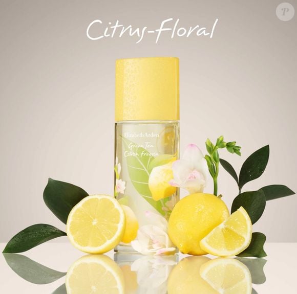 O Elizabeth Arden Green Tea Citron conta com limão acompanhado de capim-limão, pimenta-do-reino, frésia, jasmim e bergamota