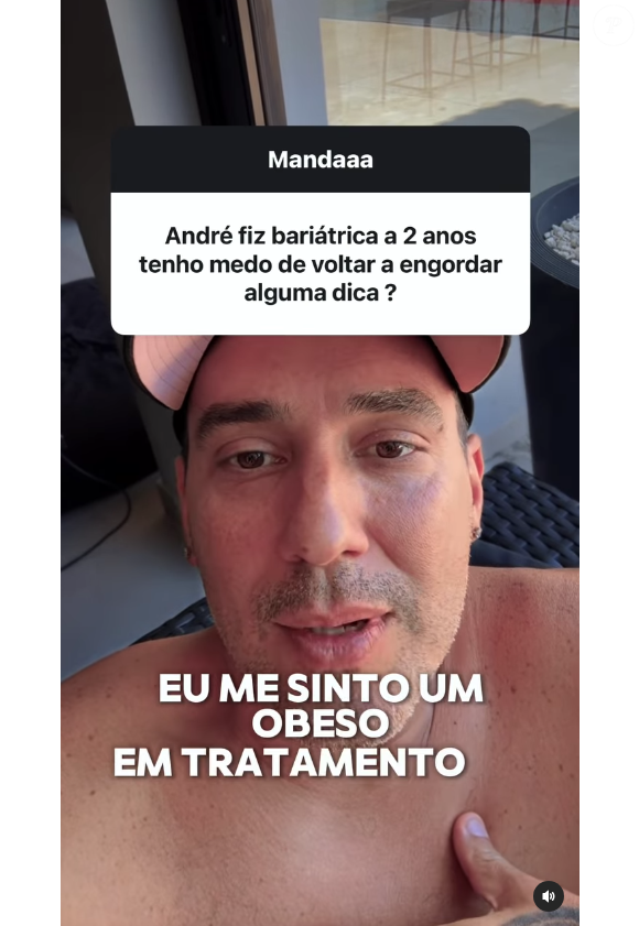 Então, André Marques contou que está lidando com um reganho de peso de 18 kg no último ano, quando passou por momentos delicados e parou de fumar
