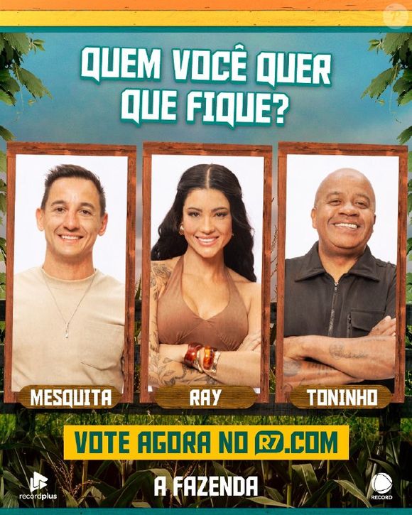 Rayane x Mesquita x Toninho: quem sai de A Fazenda 17?