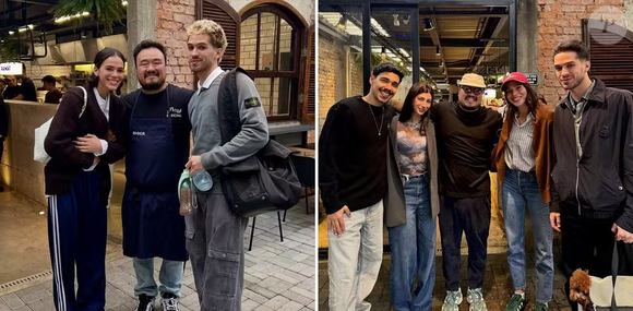O chef também publicou uma lembrança de pouco mais de um ano atrás, em que aparece ao lado de Bruna e João, mostrando que a dupla é presença frequente no restaurante.