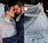 Mangas longas, véu catedral e renda delicada: Luana Sales usa dois vestidos de noiva em casamento de R$ 500 mil com Sidney Sampaio