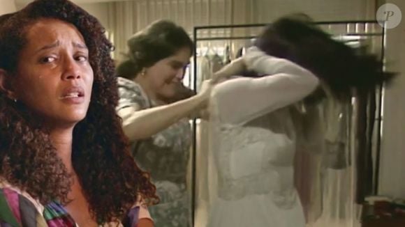 Cena explosiva de Raquel (Taís Araújo) rasgando o vestido de noiva de Maria de Fátima (Bella Campos) em 'Vale Tudo' acontece a partir de 5 de julho de 2025