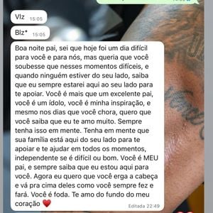 Neymar mostrou a mensagem que recebeu de Davi Lucca pelo whatsapp