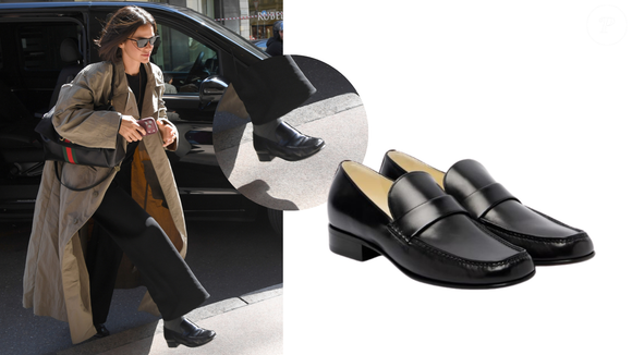 Durante a Semana de Moda de Milão Moda Feminina Primavera/Verão 2027, Bruna Marquezine foi fotografada por paparazzi usando um mocassim preto da Phoebe Philo, avaliado em aproximadamente R$ 7.200
