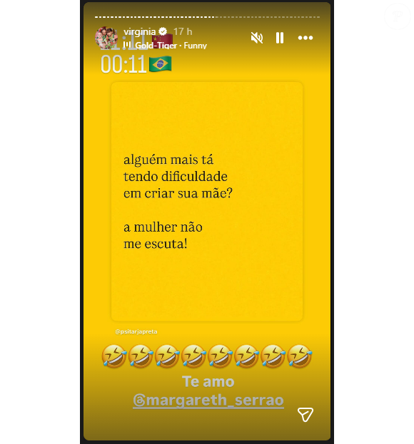 Virgínia Fonseca marcou a mãe em uma publicação bem-humorada no Instagram. ‘Alguém mais tá tendo dificuldade em criar sua mãe? A mulher não me escuta’, dizia o post
