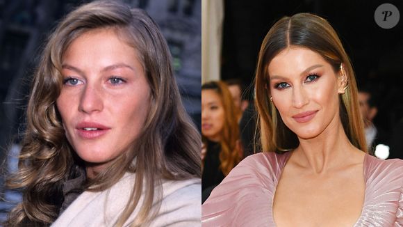 Antes e depois de Gisele Bündchen: no auge dos seus 20 anos, modelo já despontava em todo o mundo. Ela tem 45 atualmente e acabou de ser mãe pela 3ª vez