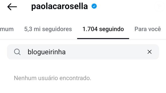 Paola Carosella deixou de seguir Blogueirinha no Instagram