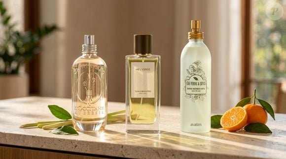 Entre as amigas da minha mãe na menopausa, os perfumes cítricos nacionais entraram na conversa como opções para os dias de fogacho: a Deo Colônia Capim-Limão Tangerina, da L’Occitane au Brésil, o Meu Verde Eau de Parfum, de Tania Bulhões, e o Banho Refrescante Chá Verde & Ervas, da Avatim, apostam em notas frescas e herbais para tornar o ritual de autocuidado mais agradável