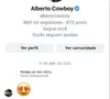 Segundo print divulgado pela internauta Duda Itaparica, Alberto Cowboy reagiu a duas fotos dela com emoji de coração em abril de 2022