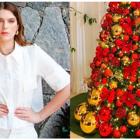 A árvore de Natal de um ano específico de Isabella Santoni é um prato cheio para quem não abre mão do vermelhão e do dourado típicos da data! Um espetáculo!