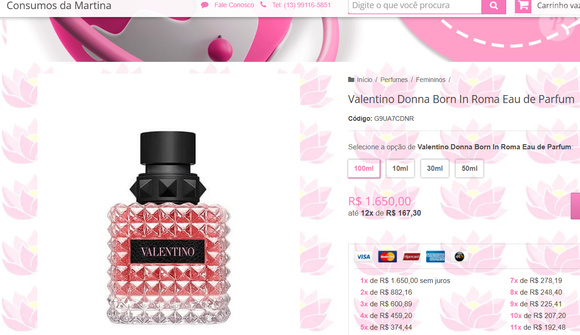 O perfume Donna Born in Roma é da Valentino.