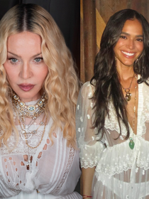 Madonna aos 68 anos redefine o luxo: vestido chemise com renda branca, tendência da década de 1970, surge como aliado em look boho-chic; estilo também já conquistou Bruna Marquezine e ganhou versões na Zara e Bershka