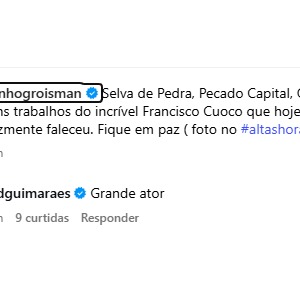 Serginho Groisman também fez homenagens a Francisco Cuoco e Ingrid Guimarães reagiu: 'Grande ator'