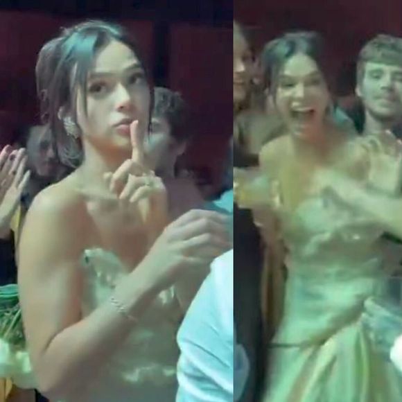 Bruna Marquezine fez de tudo para pegar o buquê do casamento de Giovanna Lancellotti e Gabriel David