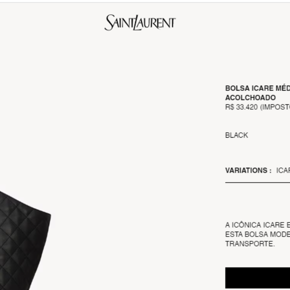 Bolsa de Eliana está disponível no site oficial da marca por R$ R$ 33.420, valor com imposto já incluso