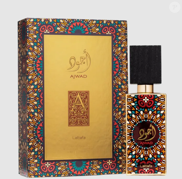 O perfume árabe Ajwad, da famosa marca Lattafa Perfumes.