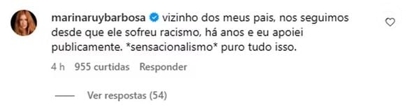 Em um comentário nas redes sociais, Marina Ruy Barbosa disse que Vini Jr. é vizinho dos seus pais e afirmou que os rumores são sensacionalismo