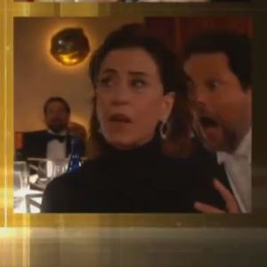 Fernanda Torres no momento em que foi anunciada vencedora do Globo de Ouro 2025