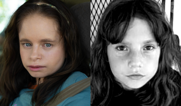 Retrato de Natalie Grace em 'Uma Família Perfeita' e a jovem Natalie Grace, como mostrado em Investigação Discovery