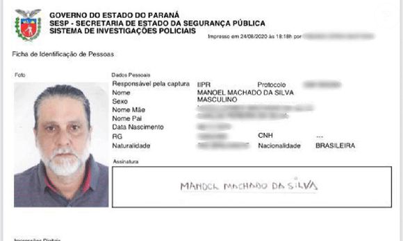 Disfarçado com a barba grisalha, Paulo Cupertino tirou documentos falsos e fez até cartão do SUS com o nome Manoel Machado da Silva