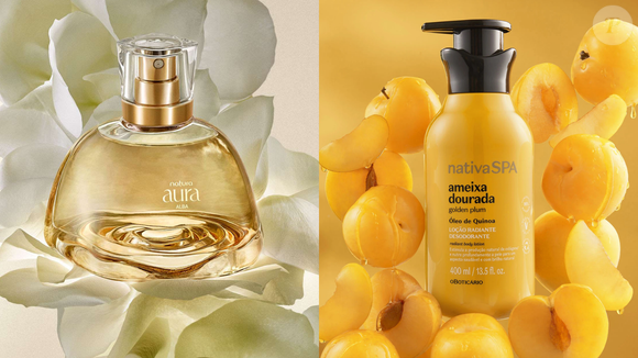 Perfume: Aura Alba (Natura) 75 ml | R$ 296,90 + Hidratante: Nativa SPA Ameixa Dourada (O Boticário) 400ml | R$ 86,90 = o segredo da pele radiante e perfumada ao mesmo tempo