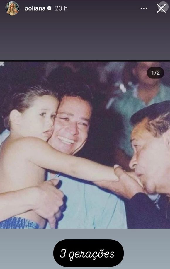 Em seu perfil no Instagram, Poliana Rocha usou os stories e postou uma foto de Leonardo, com o pai e Zé Felipe.