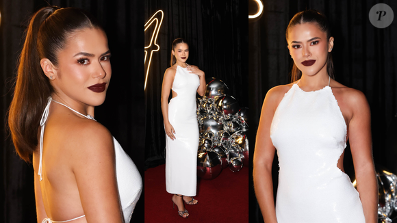 Vestido branco ‘clean’, rabo de cavalo sleek e bocão escuro: Maisa aposta em contraste marcante para aniversário de 24 anos