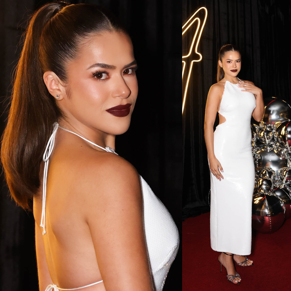 Vestido branco ‘clean’, rabo de cavalo sleek e bocão escuro: Maisa aposta em contraste marcante para aniversário de 24 anos