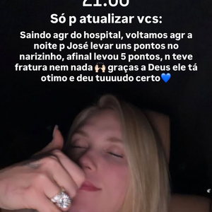 Virginia Fonseca tranquilizou os seguidores ao mostrar José Leonardo após o acidente que levou o menino ao hospital