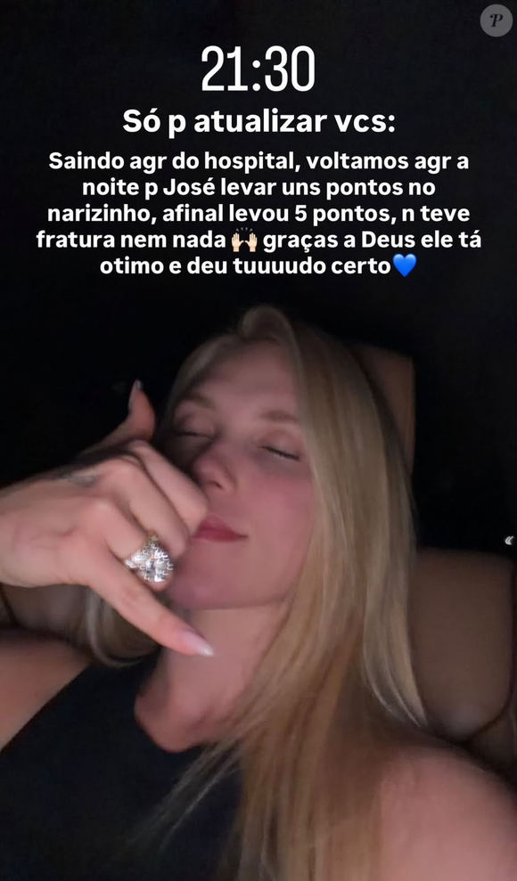 Virginia Fonseca tranquilizou os seguidores ao mostrar José Leonardo após o acidente que levou o menino ao hospital