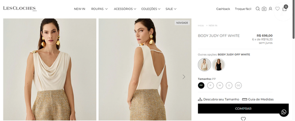 Rafaella Justus usou um body da grife brasileira Les Cloches, encabeçada pela irmã Fabiana Justus e por Luciana Hildebrand. Peça custa R$ 698 no site oficial