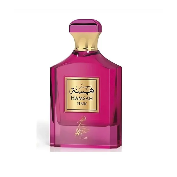 Hamsah Pink mistura flores, crème brûlée, oud e açúcar mascavo em fragrância gourmand oriental perfeita para quem ama perfumes marcantes