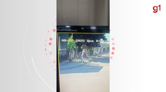 Câmeras de segurança flagraram o momento em que o suspeito aparecia caminhando ao lado da criança