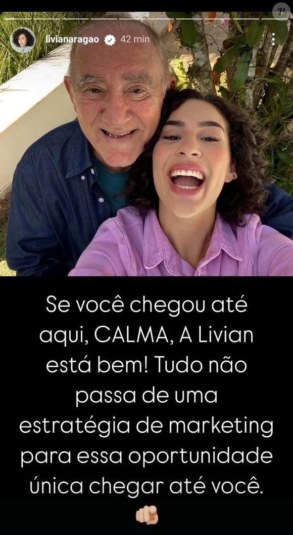 Perfil de Lívian Aragão postou: ‘Tudo não passa de uma estratégia de marketing para essa oportunidade única chegar até você’