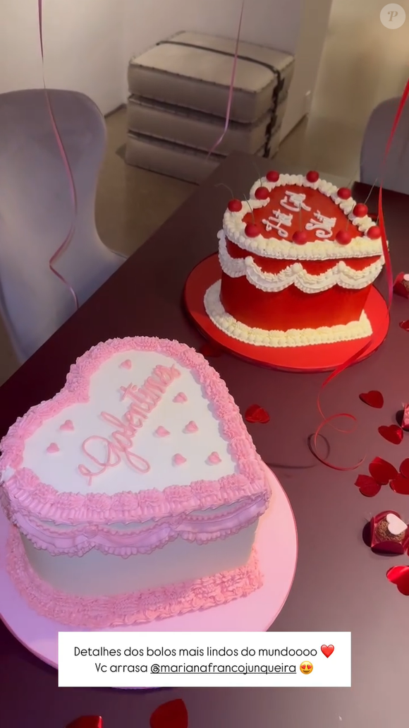 Rafaella Justus mostrou decoração de jantar em sua casa no Dia dos Namorados com direito a dois bolos