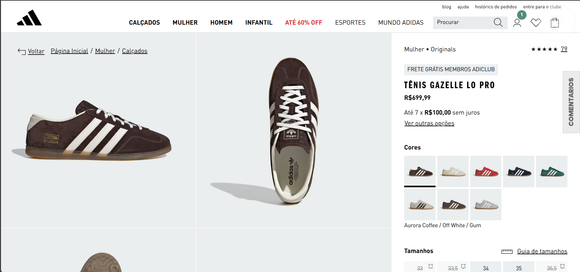 À venda por R$ 699,99 no Brasil, o Adidas Gazelle Lo Pro surge como uma item de desejo das mulheres elegantes fashionistas