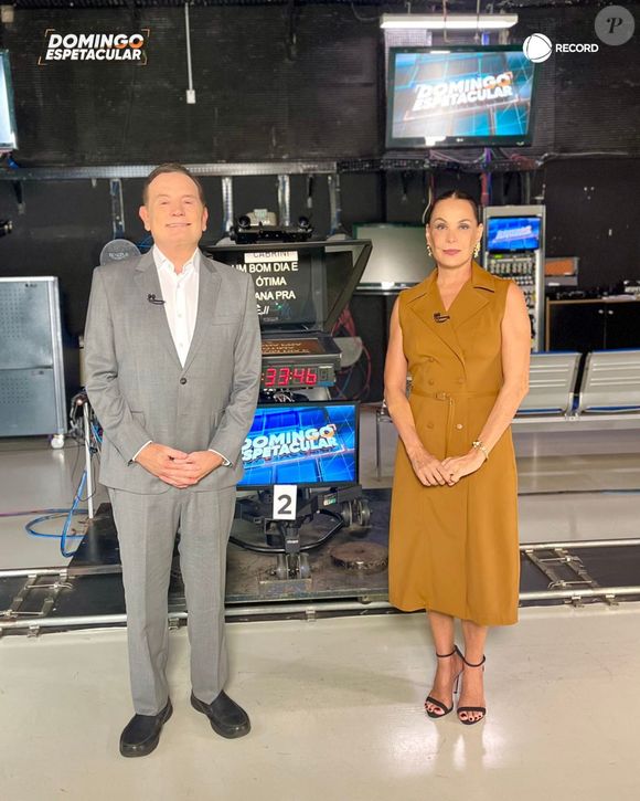 Carolina Ferraz deixou o 'Domingo Espetacular', da Record, após 6 anos, e no qual fez dupla com Roberto Cabrini