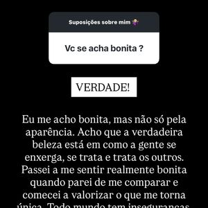 Entre os questionamentos, Rafaella Justus abriu o jogo sobre sua relação com autoestima e beleza