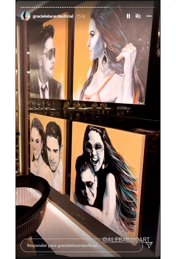 Casa de Graciele Lacerda e Zezé Di Camargo traz obras de arte com o rosto dos moradores