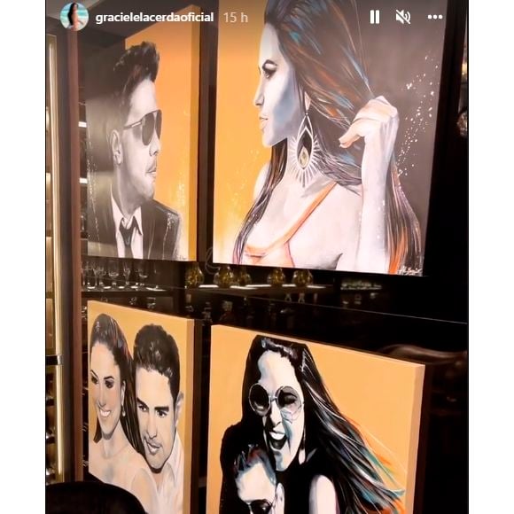 Casa de Graciele Lacerda e Zezé Di Camargo traz obras de arte com o rosto dos moradores