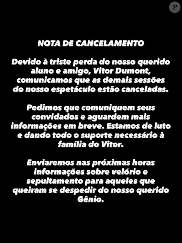 Após morte de Vitor Dumont, as apresentações do musical ‘Aladdin’ foram canceladas
