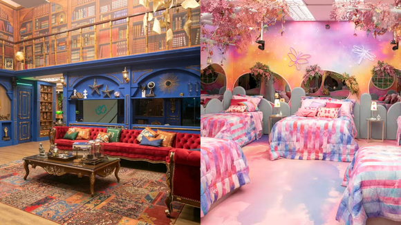 BBB 24 –  a sala foi transformada em uma grande biblioteca de castelo e ganhou um relógio que não mostrava as horas convencionais, funcionando como o botão da desistência