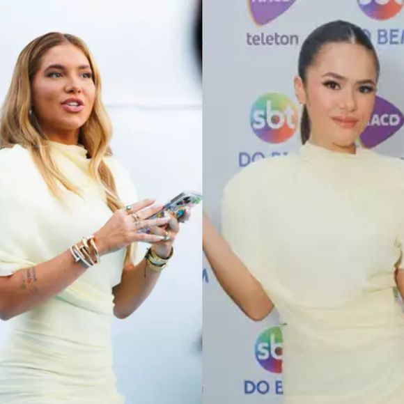 Em junho, Virgínia usou um vestido na cor amarelo-manteiga da grife francesa Jacquemus, no aniversário de quatro anos de sua filha Maria Alice. O modelo idêntico, batizado de Castagna, foi aposta de Maísa meses depois para o Teleton 2025