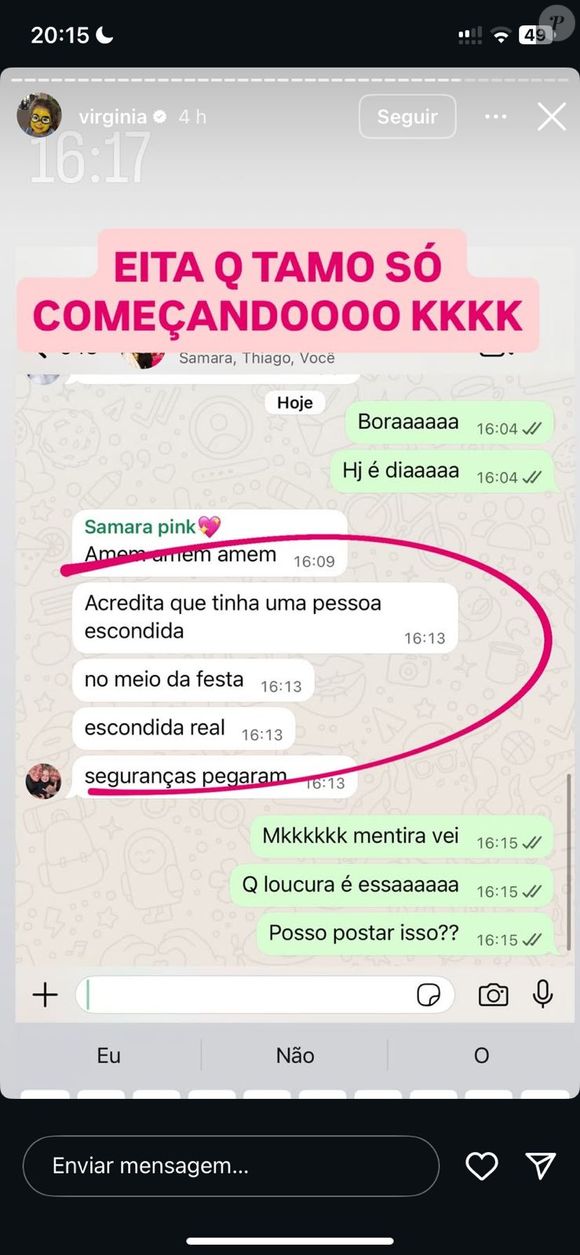 Virginia Fonseca revela penetra em festa da WePink e compartilha print com sócia Samara Pink