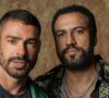 César (Cauã Reymond) com seu comparsa, Olavo (Ricardo Teodoro), da novela Vale Tudo: os dois venderão bebê reborn para Aldeíde (Karine Teles)