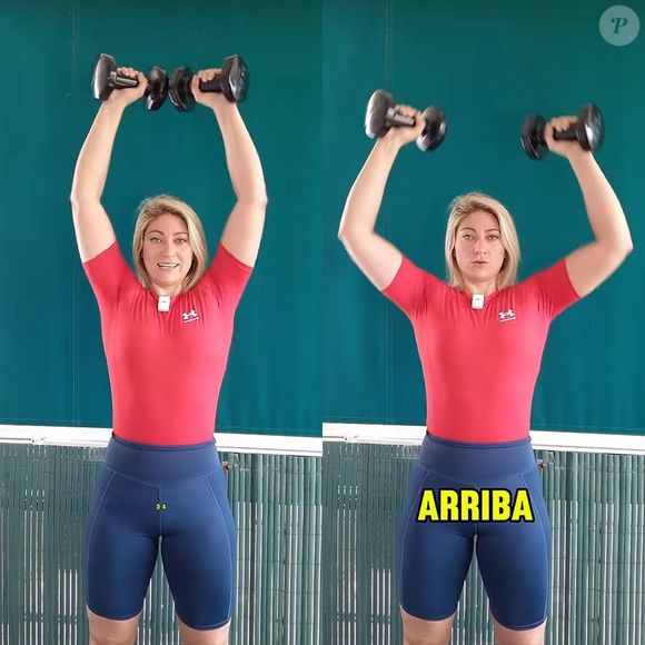 Exercício para desenvolvimento dos ombros com halteres trabalha a flacidez, focando principalmente nos ombros e tríceps