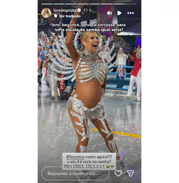 Musa da escola de samba Unidos do Viradouro, campeã do Carnaval deste ano, ela notou semelhanças com o figurino que usou na avenida carioca