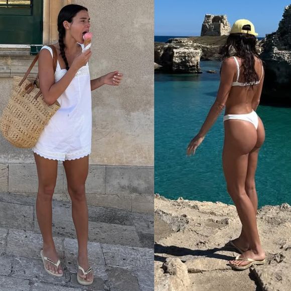 De vestido longo a biquíni asa-delta: branco é protagonista dos looks de Bruna Marquezine em luxuosa viagem à Itália. Veja fotos!