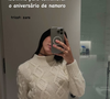 Duda Guerra escolheu um cropped de tricot para curtir a noite com o filho de Angélica e mostrou o look na web