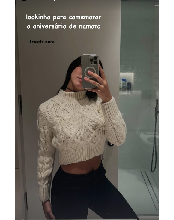 Duda Guerra escolheu um cropped de tricot para curtir a noite com o filho de Angélica e mostrou o look na web